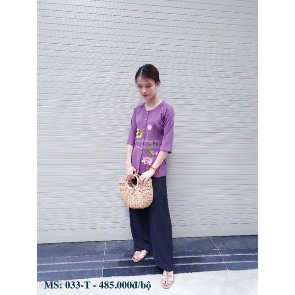 ÁO BÀ BA VẢI ĐŨI MỀM - đồ lam đi chùa # quần áo bà ba thêu hoa sen #vải mát 033