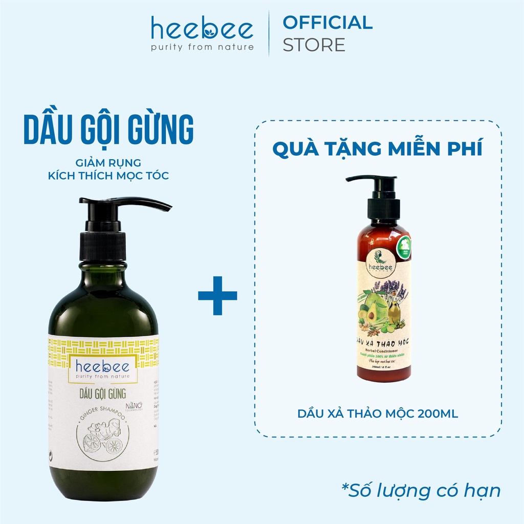 Dầu gội dược liệu Gừng Heebee kích thích mọc tóc, giảm gãy rụng 300ml-500ml