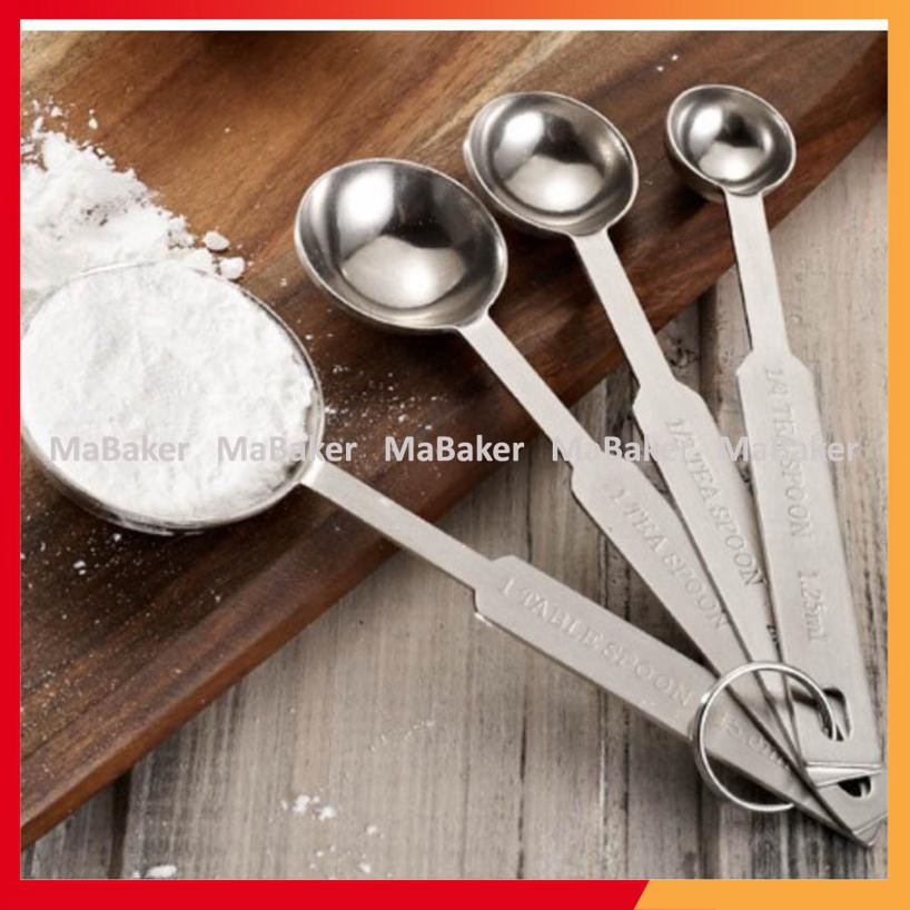 [Freeship] Bộ thìa đong inox cao cấp 4 chiếc - MaBaker