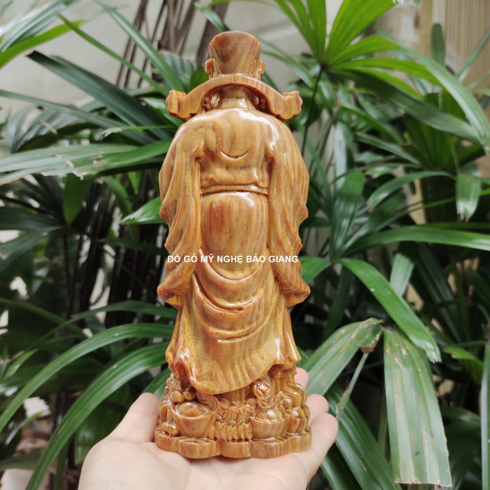 Tượng thần tài gỗ huyết long cao 20 cm
