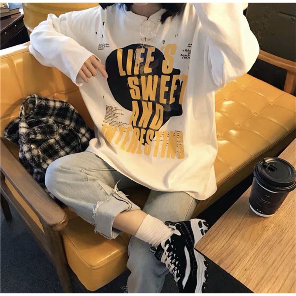 Áo thun tay dài UNISEX form rộng LIFE SWEET VIEN15