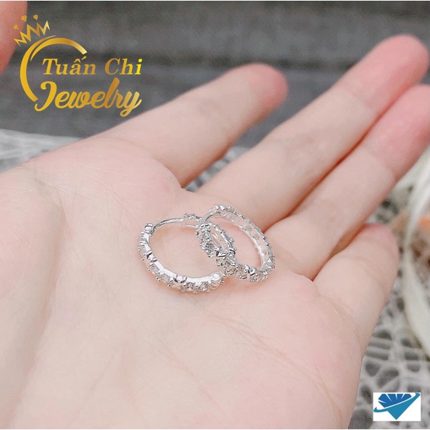 Khuyên Tai Bạc Kiểu Dáng Bấm Tròn Đơn Giản, Đính Đá, Bông Tai Nữ Và Trẻ Em