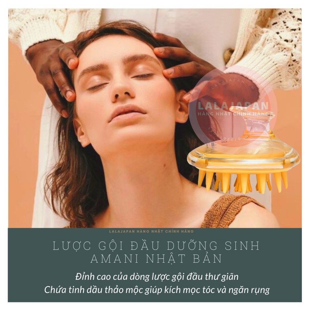 Lược gội đầu dưỡng sinh AMANI Nhật Bản có chứa tinh dầu thảo mộc giảm rụng kích mọc tóc