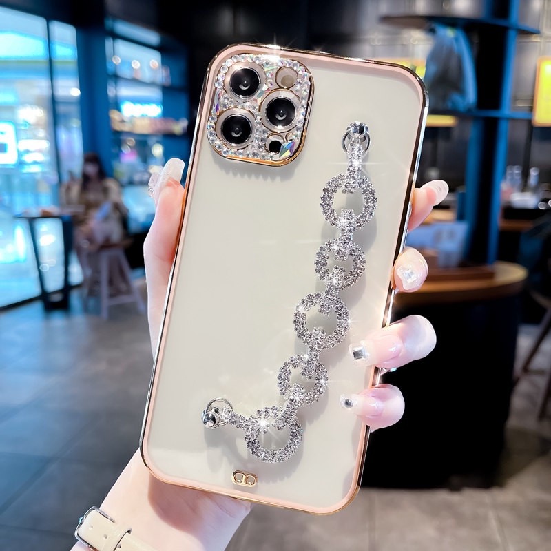 Ốp Điện Thoại Đính Kim Cương Giả Lấp Lánh Bảo Vệ camera Cho iphone 12 pro 14 13 12 11 pro max xr xs 8 plus