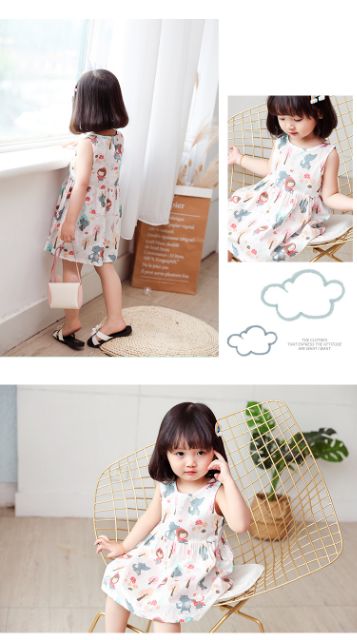 Váy cotton thô, đầm bé gái mẫu mới hè thoáng mát