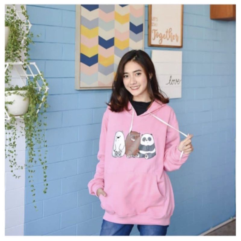 Áo Hoodie In Hình We Bare Bears Xinh Xắn Cho Nữ