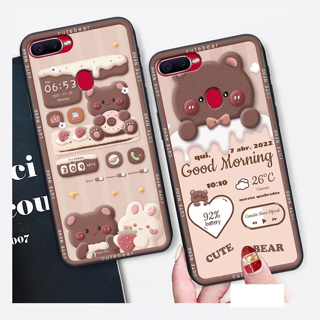 Ốp lưng Oppo A5S / A7/ F9 / A12 in hình Gấu nâu - hồng, Gấu Be@rick  cực CUTE, DỄ THƯƠNG
