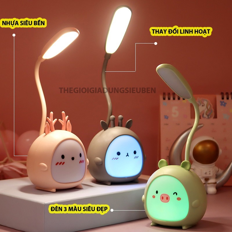 Đèn Để Bàn Học Mini Hình Thú Tích Điện Đáng Yêu - Có Thể Dùng Làm Đèn Ngủ, Đọc Sách Chống Cận