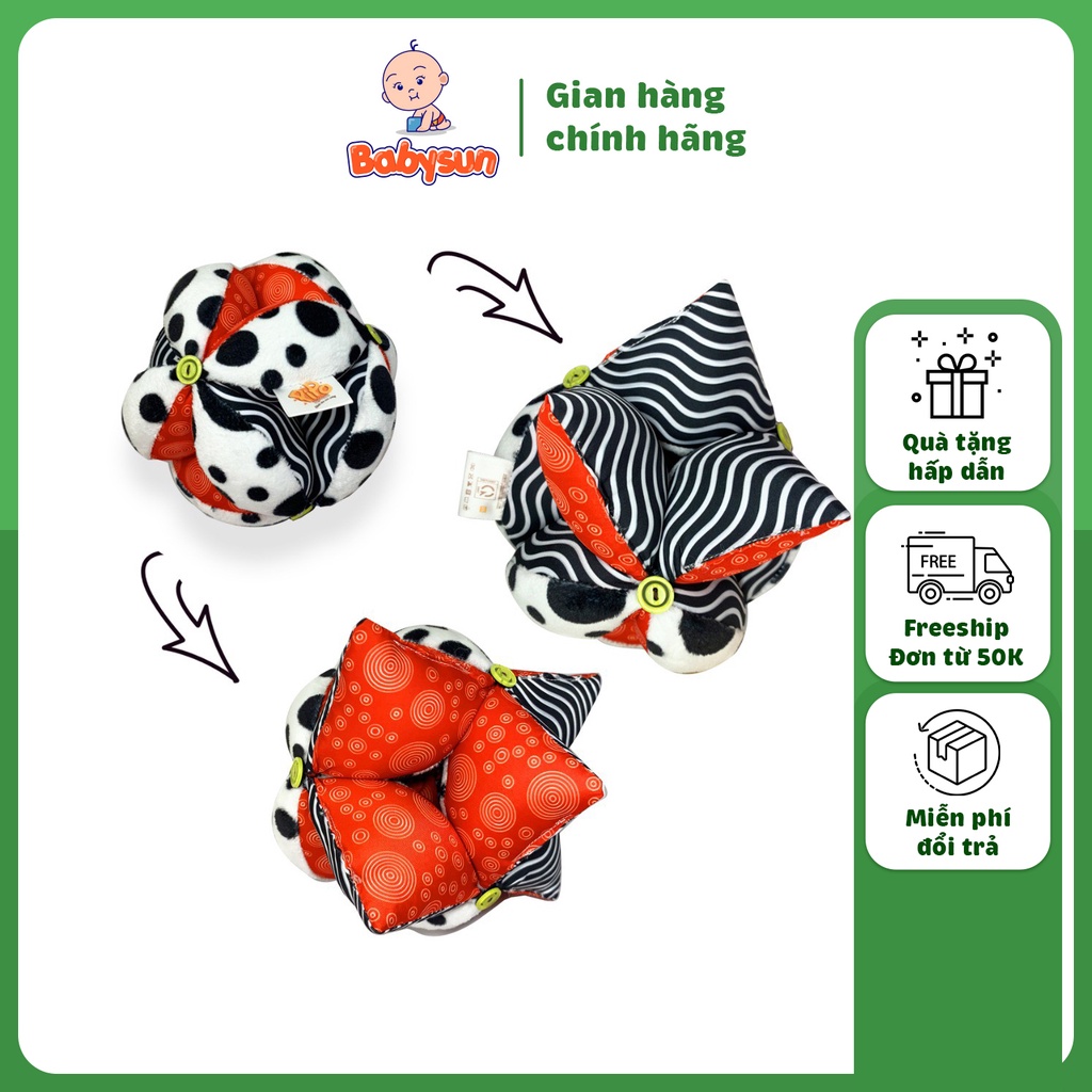 Đồ chơi bóng vải montessori kích thích thị giác cho trẻ sơ sinh giúp bé phát triển các giác quan