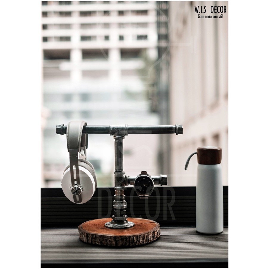 Giá Đỡ Tai Nghe, Đồng Hồ - Kệ Treo Headphone Để Bàn - Headphone Stand - Đế Gỗ Nguyên Khối Tự Nhiên