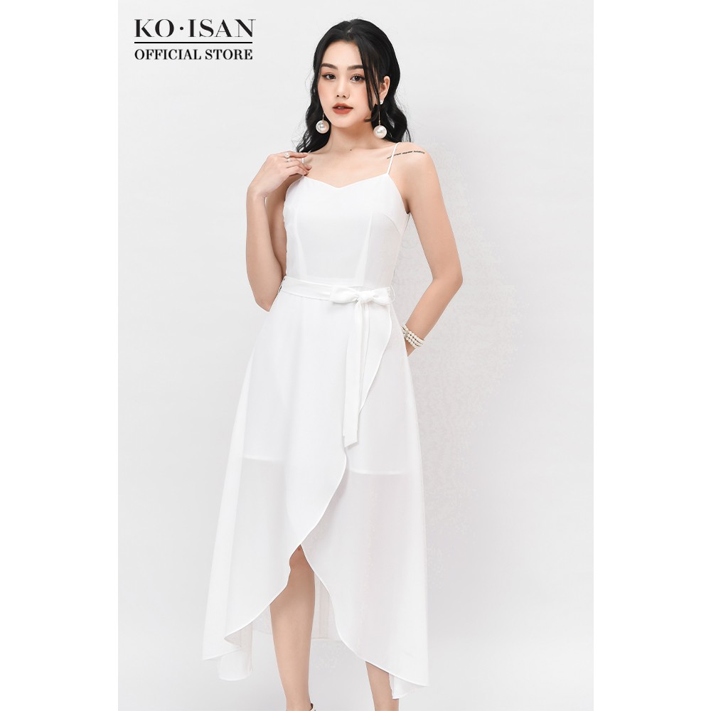 Đầm maxi hai dây nữ KO-ISAN đai nơ eo vạt đuôi cá thanh lịch 21056507