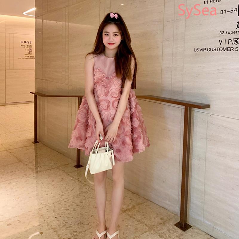 Đầm không tay họa tiết hoa ngọt ngào thời trang mùa hè cho nữ