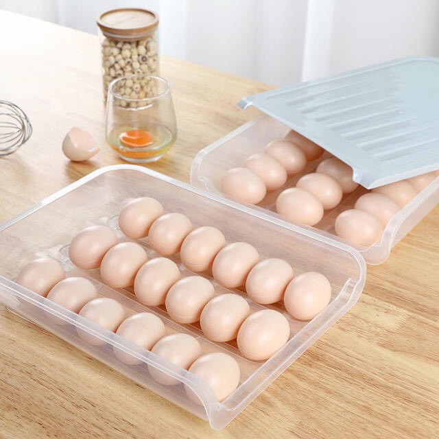 Bộ 1 Khay Đựng Trứng 18 Quả Trong Tủ Lạnh Có Nắp, Được Cấu Tạo Bằng Chất Liệu Nhựa Cao Cấp Dày Dặn