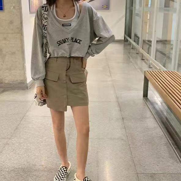[CÓ ẢNH THẬT] Áo Sweater 2 trong 1 Dáng Croptop Xinh Đẹp, Cá Tính