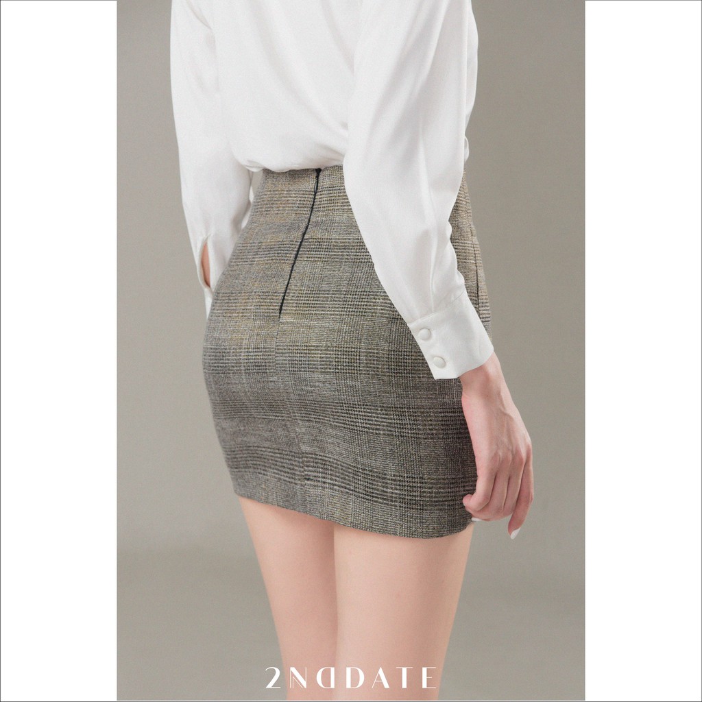 Chân váy ngắn nữ họa tiết kẻ 2NDDATE SK013GGC