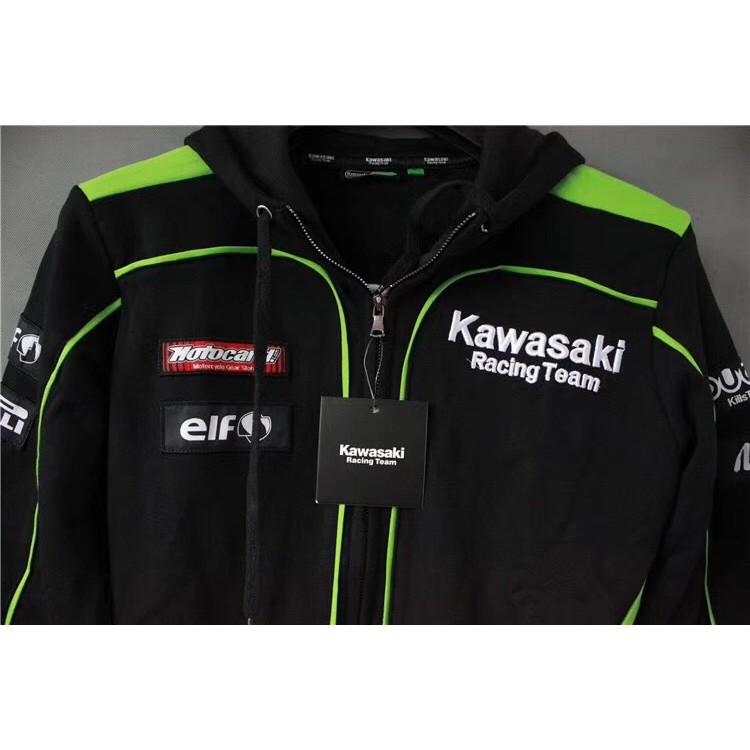 Áo khoác chạy xe máy Kawasaki có khóa kéo thời trang dành cho nam