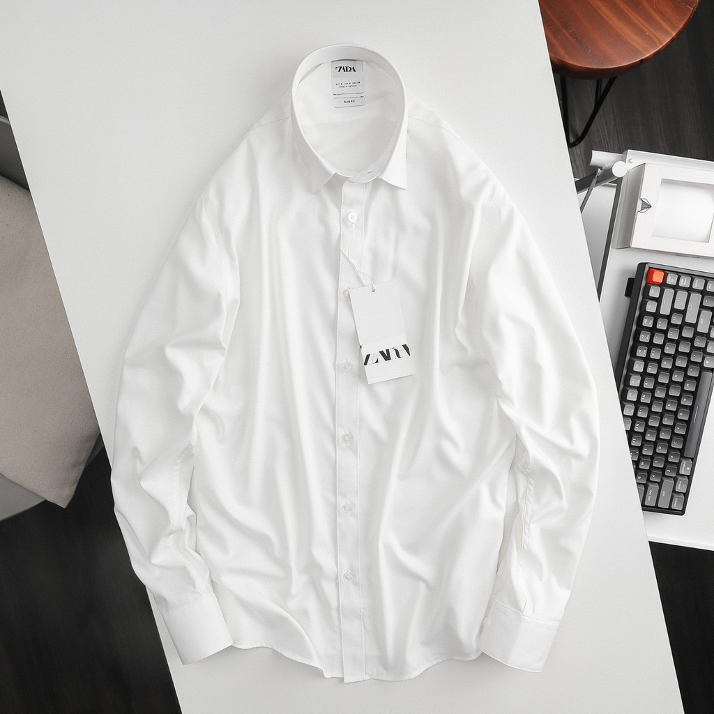 Áo sơ mi nam ZARA dài tay, dáng slim fit, cổ ve lật, cổ tay cài khuy | BigBuy360 - bigbuy360.vn