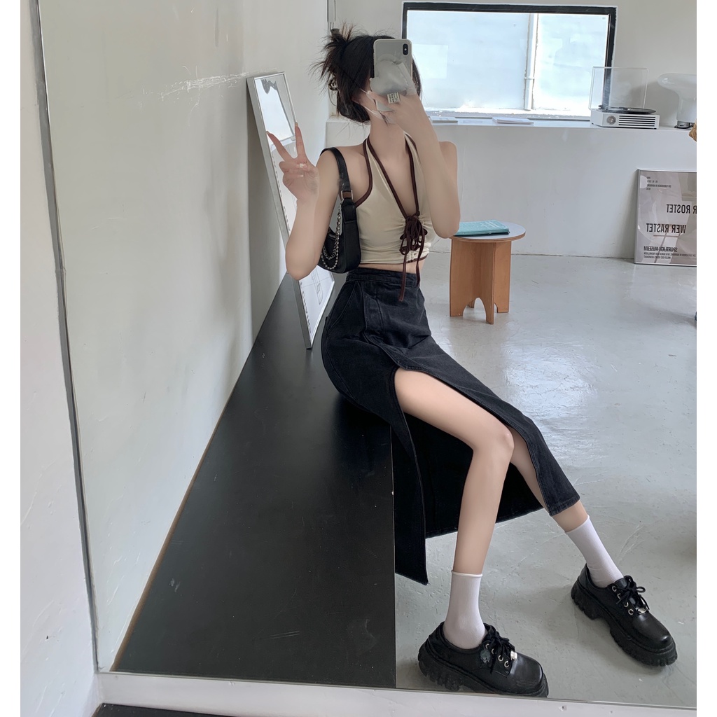 Chân Váy Jean Lưng Cao Plus Size Cho Nữ