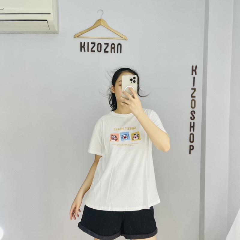 0204.ÁO PHÔNG ÁO THUN/ÁO PHÔNG NỮ/ÁO THUN NỮ ÁO COTTON HÌNH 3 CHÚ BÒ TAY NGẮN PHOM RỘNG