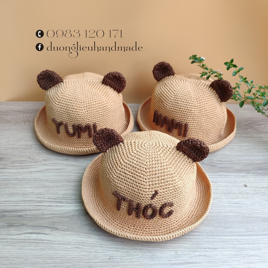 Nón Tai Gấu Cho Bé Trai Bé Gái (Miễn Phí Gắn Tên Bé Theo Yêu Cầu)