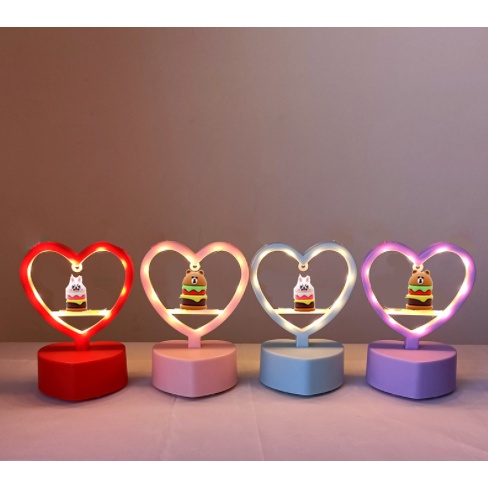 đèn led tim tròn gấu brown thỏ cony vịt sally DLT9 dễ thương cute  idolhoạt hình