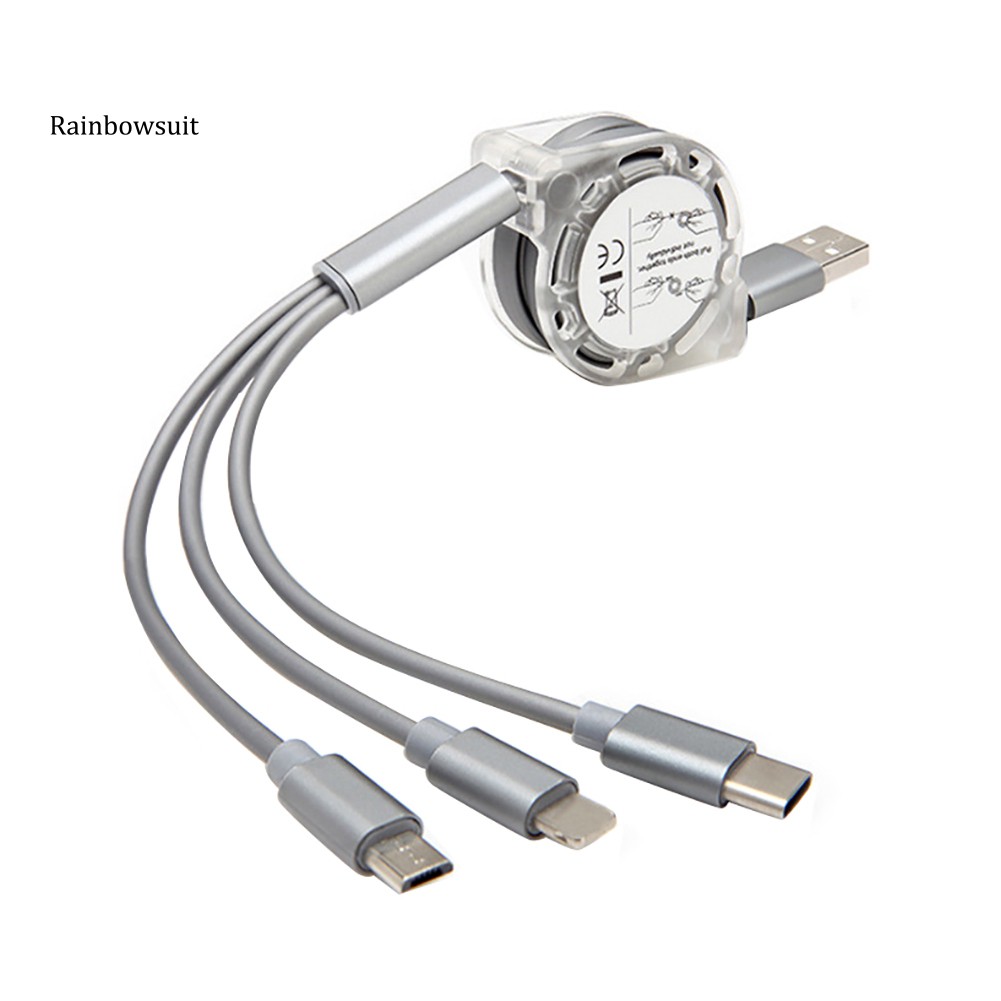 Cáp sạc nhanh 2A cổng micro USB type c 3 trong 1 cho Android iPhone