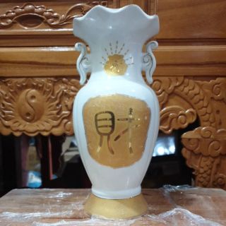 Bình bông sứ trắng rồng cao 25cm