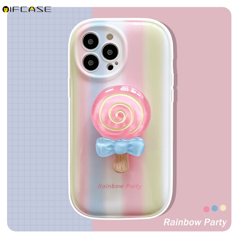Ốp Điện Thoại Dẻo Họa Tiết Kẻ Sọc Màu Cầu Vồng Kèm Giá Đỡ Thời Trang Cho iPhone 13 12 11 Pro Max
