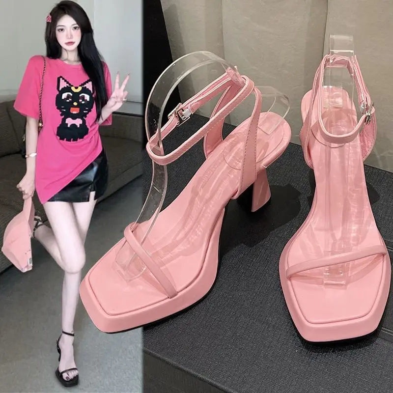 Sandal Cao Gót Mũi Vuông Thiết Kế Mới Thời Trang Mùa Hè 2022 Dành Cho Nữ
