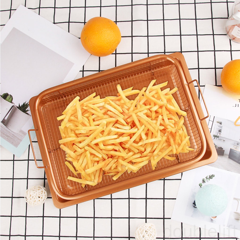 Khay lưới đựng thực phẩm chiên ráo dầu chống hình hình chữ nhật tiện lợi