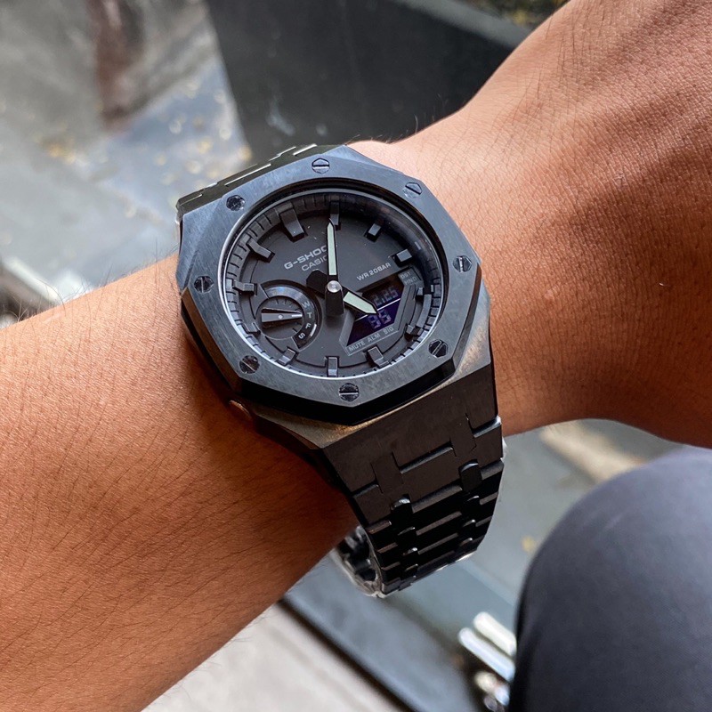 Dồng hồ nam Casio G-shock GA-2100-1A1 Custom Black Cáe - Kích thước vỏ : 48,5×45,4×11,8mm