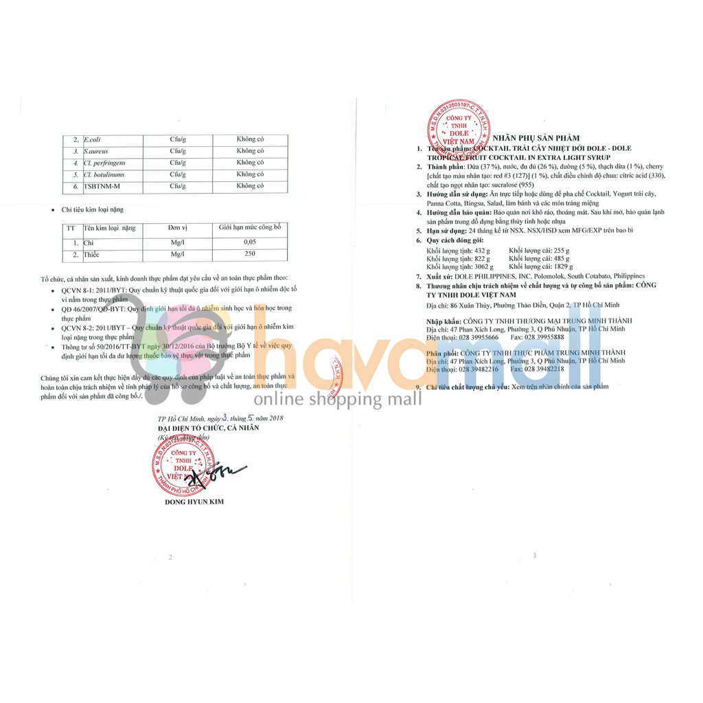 Cocktail Trái Cây Nhiệt Đới Dole 836gr