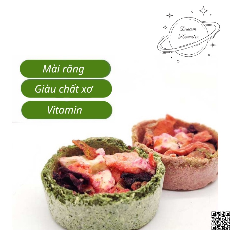 Bánh Tart trái cây rau củ cho Hamster, thỏ, bọ, nhím ...