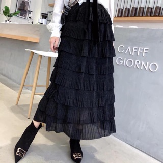 Chân váy xếp li dáng dài
