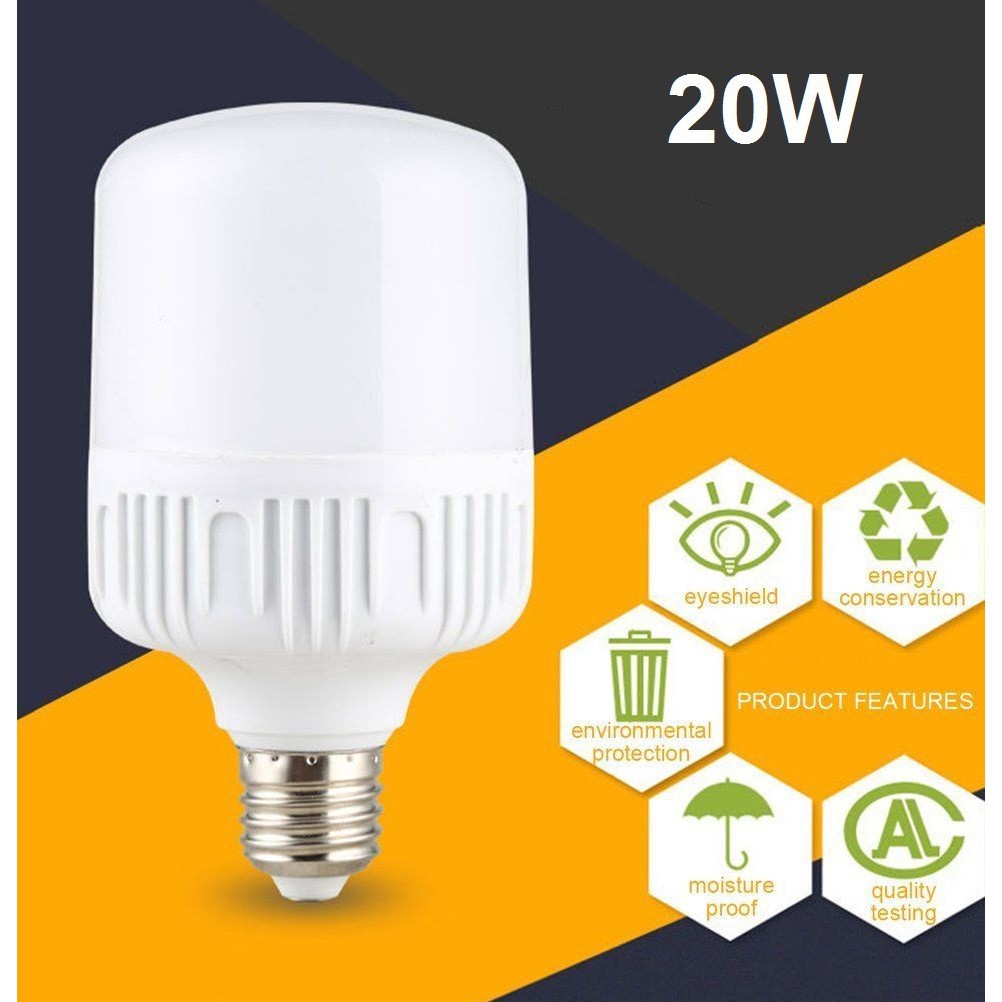 Combo 3 bóng đèn trụ tròn 20W - LED ánh sáng trắng (đường kính 8cm - siêu sáng - bảo hành 1 năm)