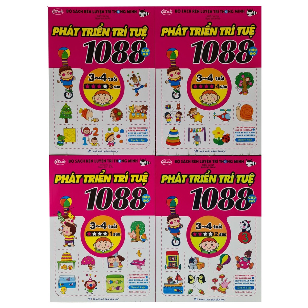 Combo Sách - 1088 Câu Đố Phát Triển Trí Tuệ 3-4 Tuổi (Trọn Bộ 4 cuốn)