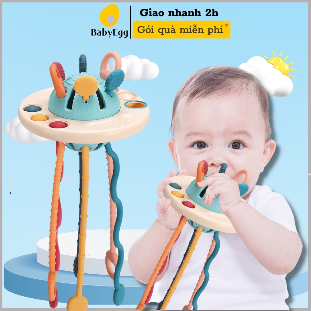 Đĩa bay silicon kết hợp gặm nướu luyện ngón tay linh hoạt đồ chơi cầm tay cho trẻ sơ sinh nhỏ bé trai bé gái 2 3 4 5 6