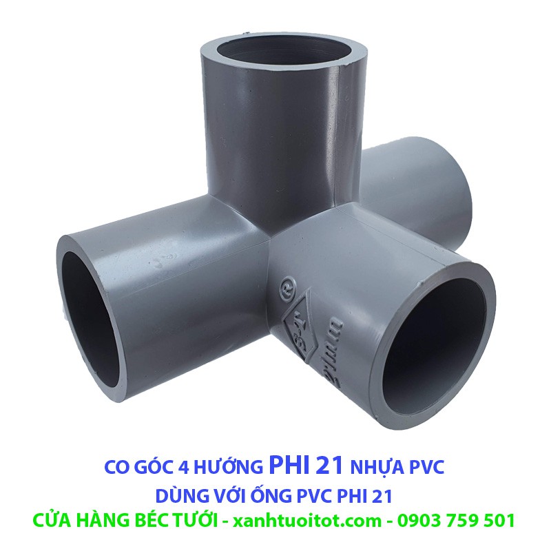 Bộ 10 CO GÓC 4 HƯỚNG PHI 21 NHỰA PVC - DÀY 3 MM