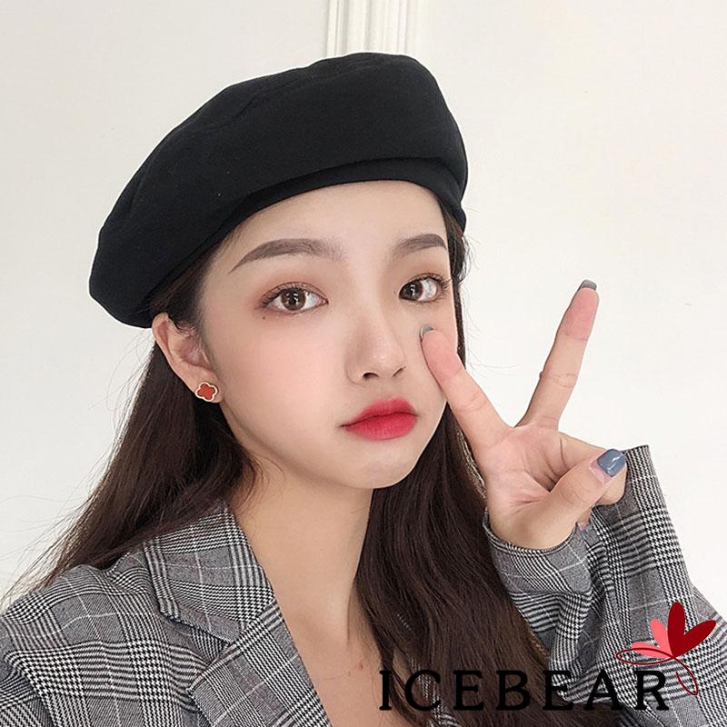Mũ Beret Màu Trơn Đơn Giản Phong Cách Hàn Quốc Cho Nữ