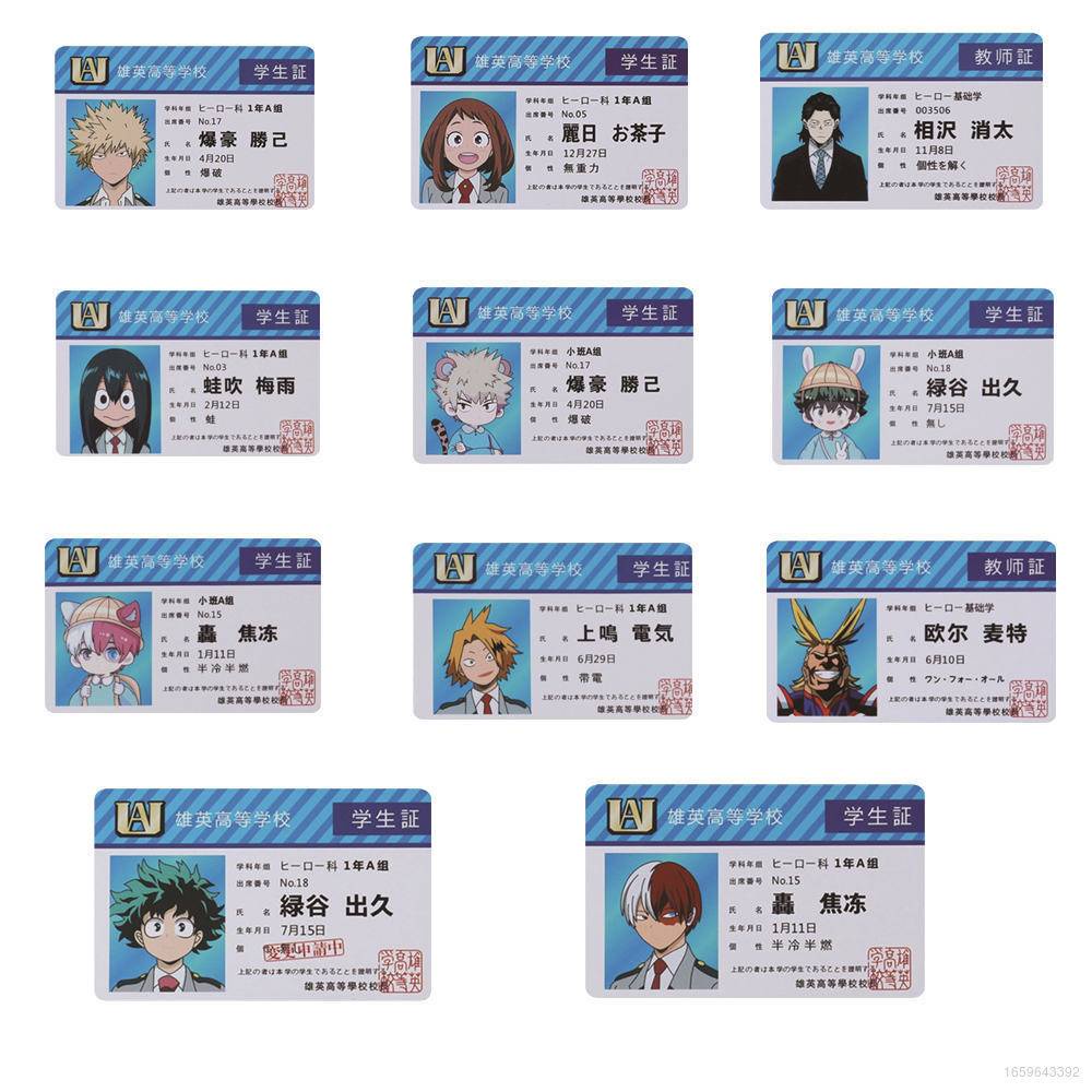 Bộ Thẻ ID Học Sinh Izuku Might Katsuki Shoto In Hình Anime My Hero Academia