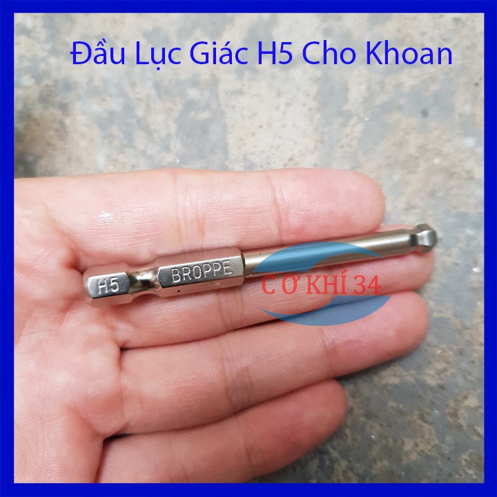 Đầu lục giác bi H5 cho khoan, máy bắn vít chuôi 6.35mm