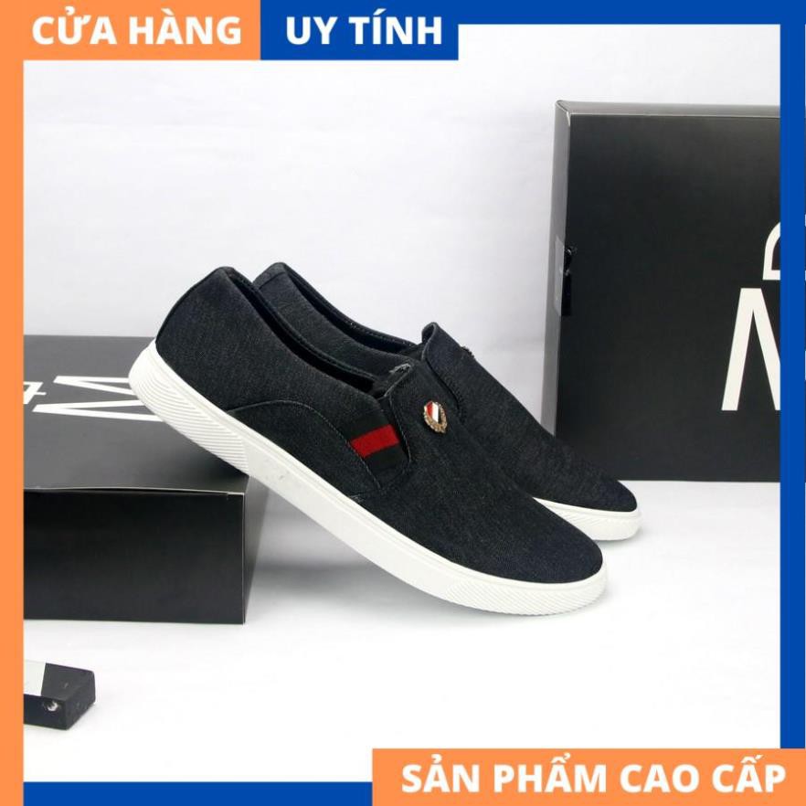 Giày lười vải nam thân đen đế trắng VP361 GấuNâu [HÀNG CAO CẤP] | WebRaoVat - webraovat.net.vn