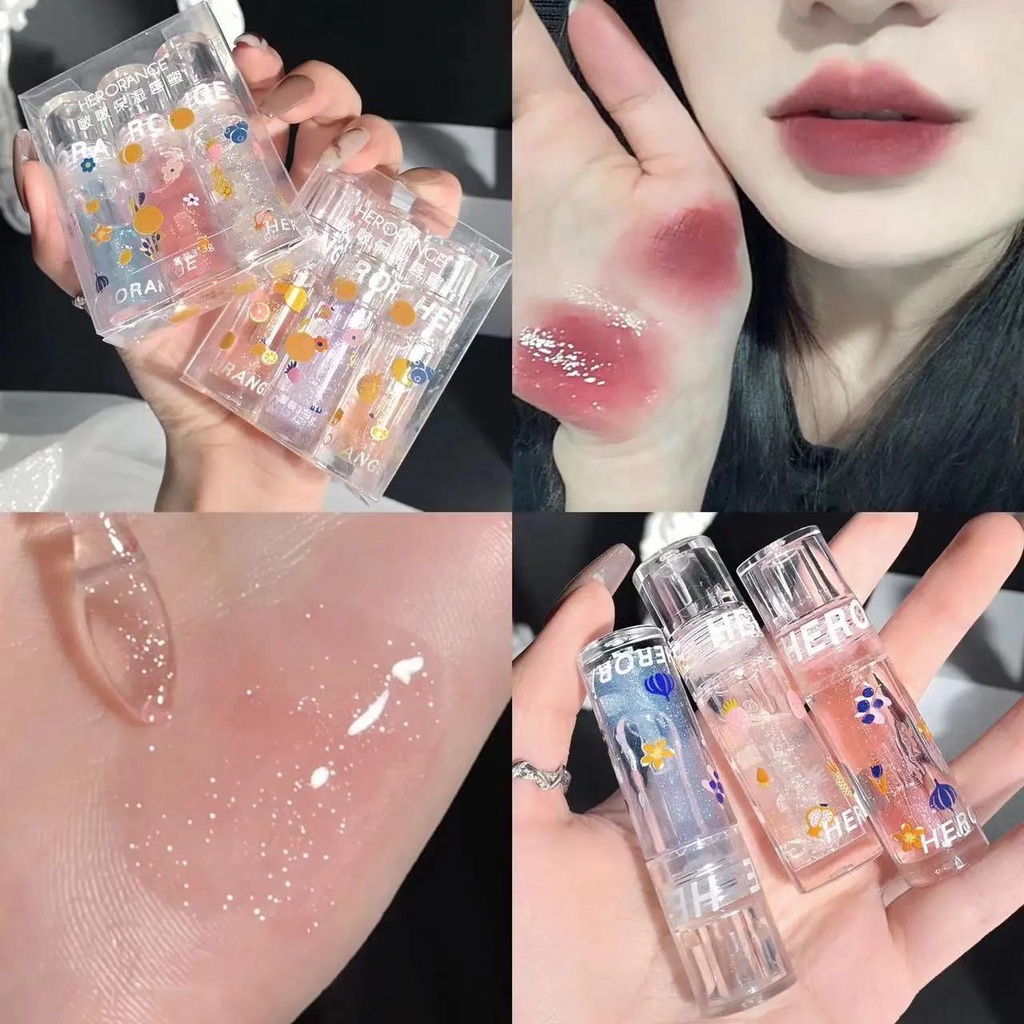 Son Dưỡng Bóng HERORANGE Mềm Môi Bo Bo Lip Gloss Soft Milk Stick Lip Oil