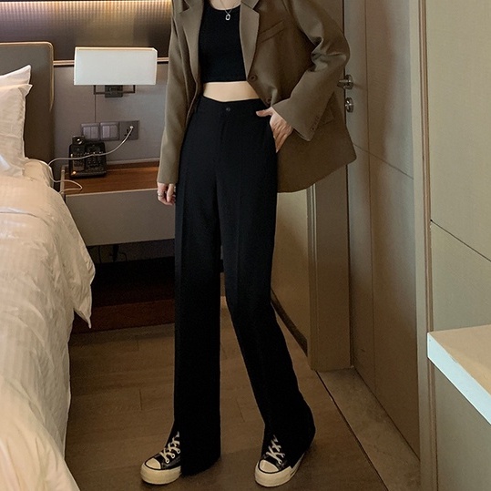 Quần ống rộng Xẻ Tà Thời Trang Nữ