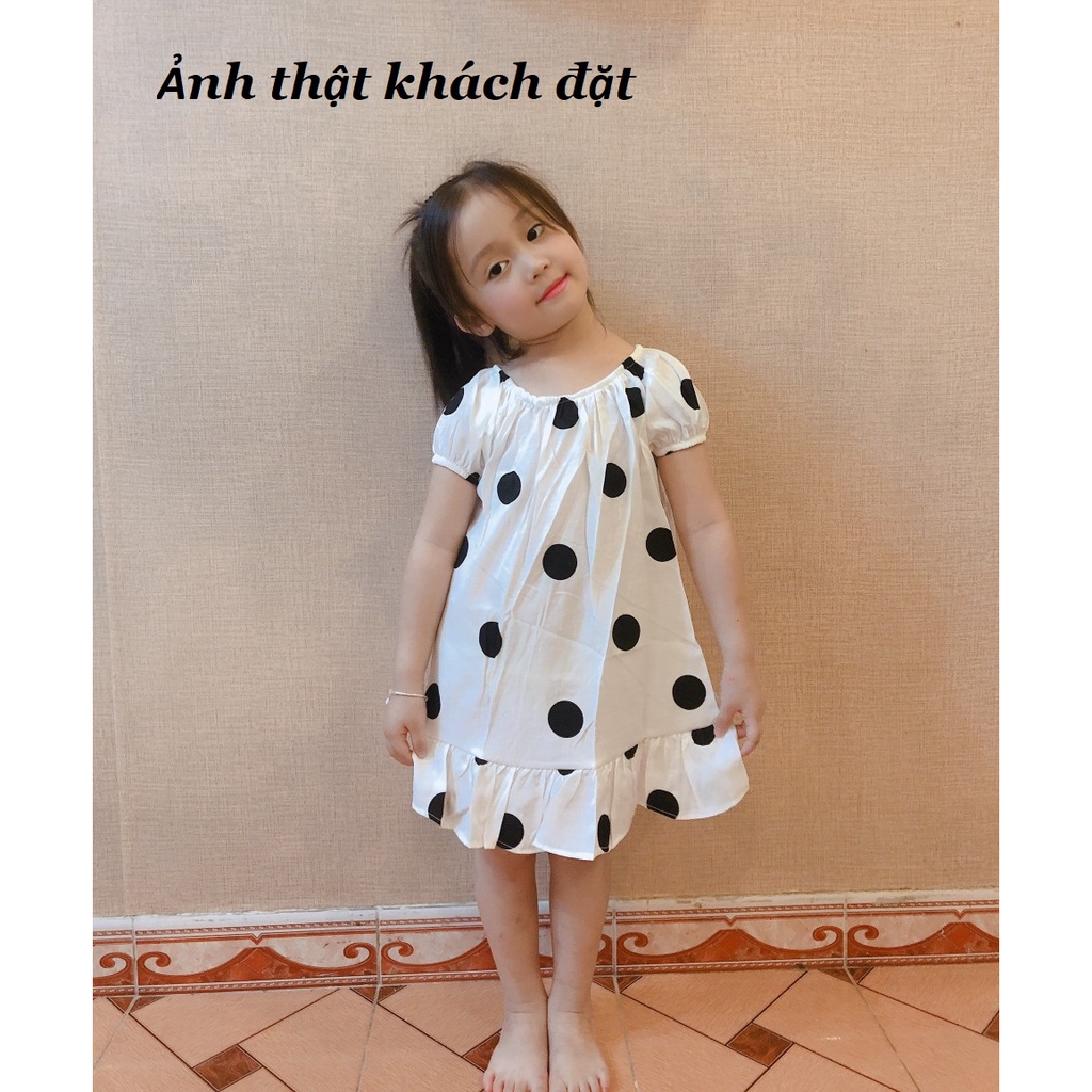 VÁY BÉ GÁI CHẤM BI ĐỎ ĐEN Baby Doll NƠ LƯNG XHN294