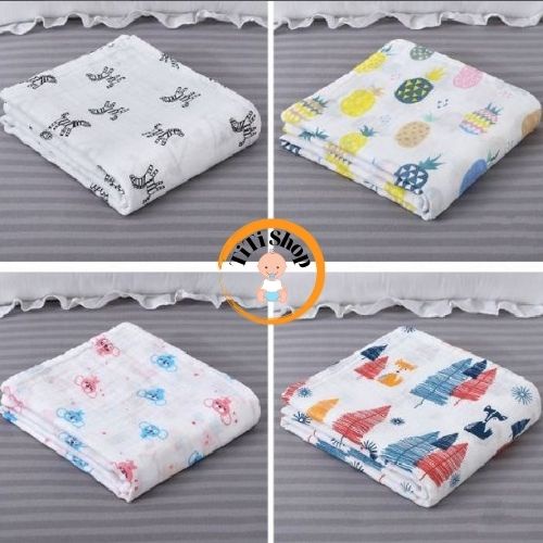 Khăn tắm cho bé, khăn tắm xô bé sơ sinh Muslin đa năng khổ 110x120 cm 100% cotton siêu mềm mại