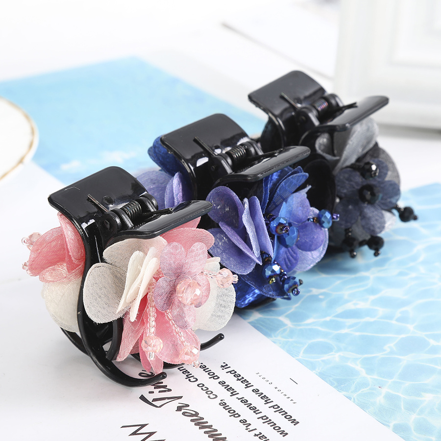 Kẹp tóc hình bông hoa đính đá và ngọc trai thời trang xinh xắn cho nữ