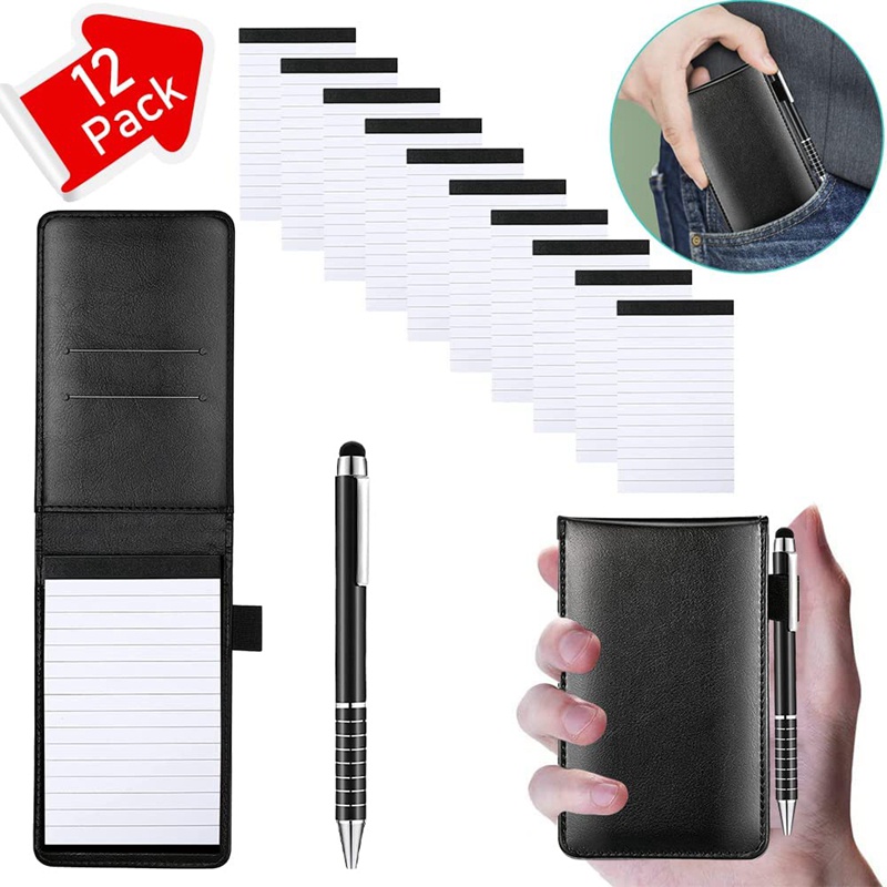 Bộ 12 Sổ Ghi Chú Bỏ Túi Mini + 10 Tờ Giấy Ghi Chú 3 inch x 5 inch