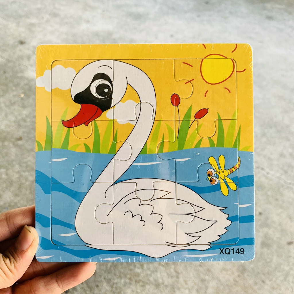 Tranh Xếp Hình 2D, 9 Miếng Ghép Kích Thước 14,5x14,5 Cho Trẻ Tư Duy Sáng Tạo