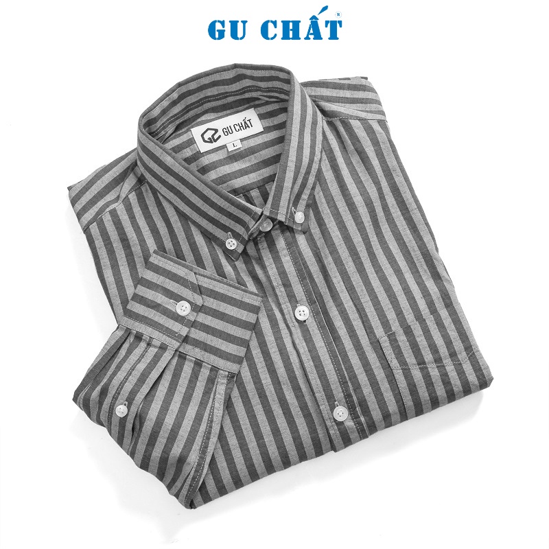 Áo Sơ Mi Nam Tay Dài Kẻ Sọc GU CHẤT, Phong Cách Đơn Giản, Chất Vải Cotton Cao Cấp, Mềm Mịn - GUSGC01